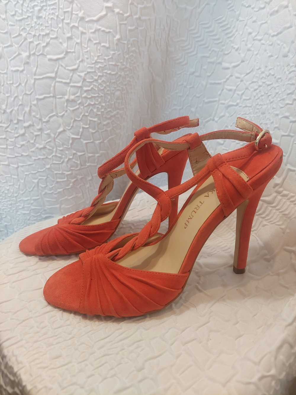 Ivanka Trump Orange Braided T-Strap Women's Heels